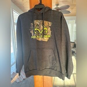 Realtree Men's Dark Gray Hoodie with Yellow Logo